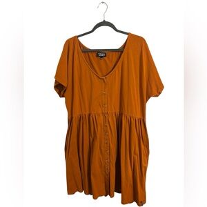 Known Supply Orange Tan Button Up Dress Size 2X